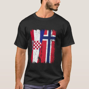 Camiseta Croácia Noruega Metade Bandeira Croata Ancest Noru