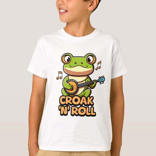 Camiseta Croak 'N' Roll. Cartografia de Sapo de Reprodução  (Frente)