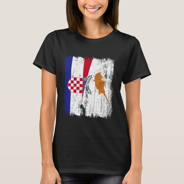 Camiseta Croatia Cyprus Half Flag Croatian Cypriot Heritage (Frente)