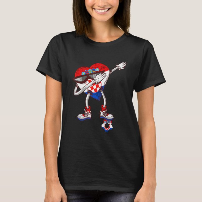 Camiseta Croatia Dabbing Heart Hrvatska Soccer Team Croatia (Frente)