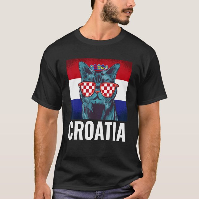 Camiseta Croatia flag Balkan Peninsula vacation Cat Croatia (Frente)