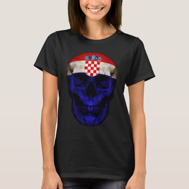 Camiseta Croatia Flag Skull Croatian Roots Proud Patriotic (Frente)