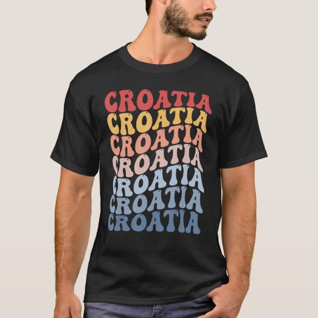 Camiseta Croatia Groovy Retro Croat (Frente)