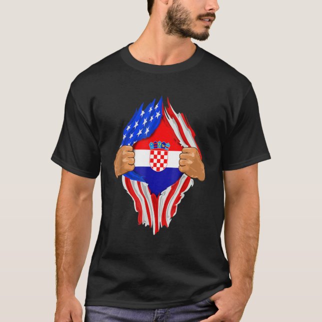 Camiseta Croatian Blood Inside Me T-Shirt  Croatia Flag Gif (Frente)