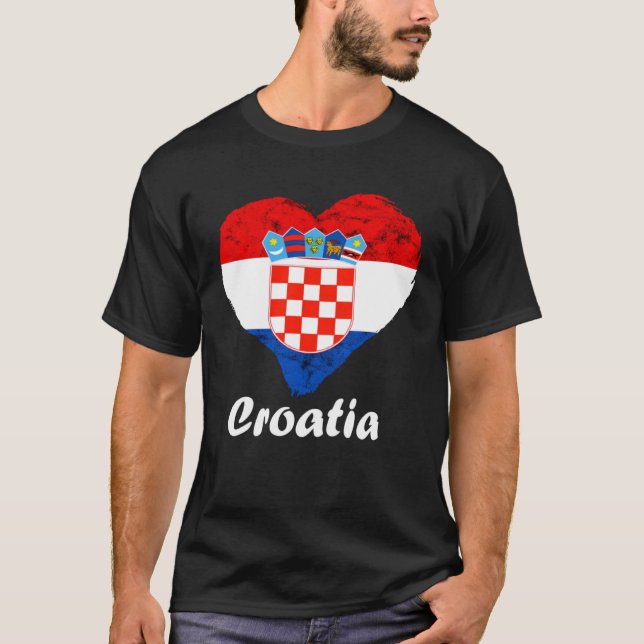 Camiseta Croatian Flag Heart Croatian Roots Croatian Pride  (Frente)