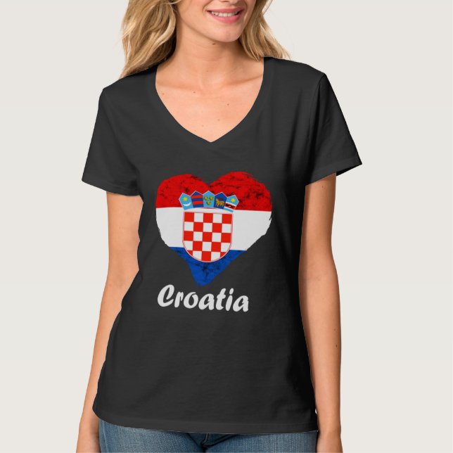 Camiseta Croatian Flag Heart Croatian Roots Croatian Pride  (Frente)