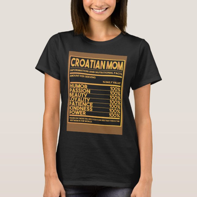 Camiseta Croatian Mom Nutritional facts (Frente)