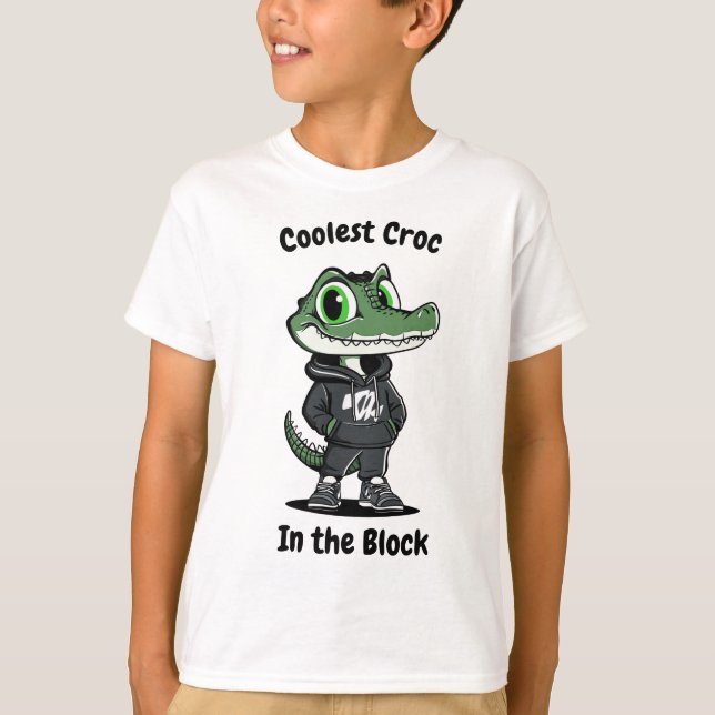 Camiseta Croc Mais Frio na Camisa-T das Crianças-Bloqueadas (Frente)