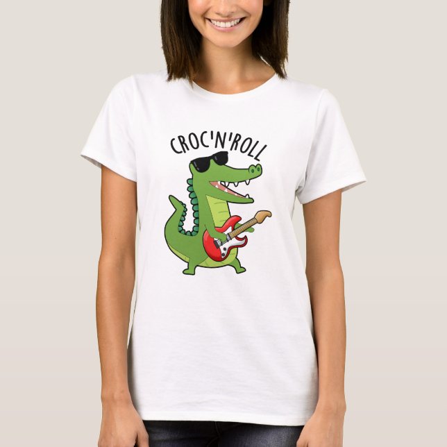 Camiseta Croc N Roll Funny Crocodilo Pun (Frente)