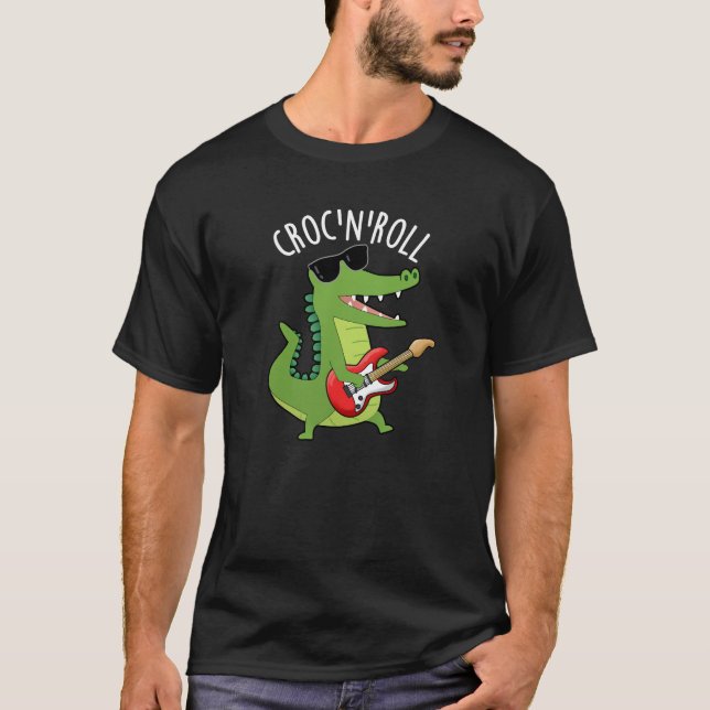 Camiseta Croc N Roll Funny Crocodilo Pun Dardo BG (Frente)