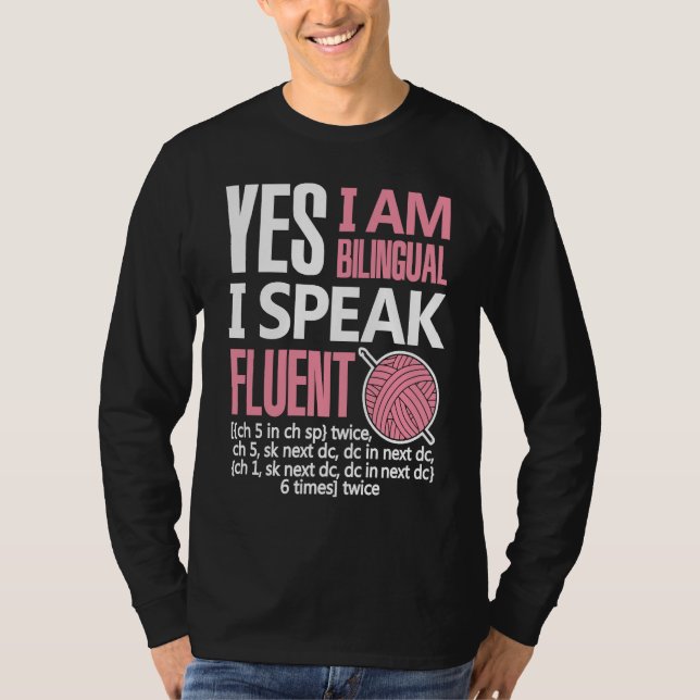 Camiseta Croche Bilingual Crocheting Needlecraft  Sewing (Frente)