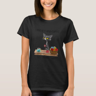 Camiseta Crochê De Gatos E Café Porque O Assassinato É Cro