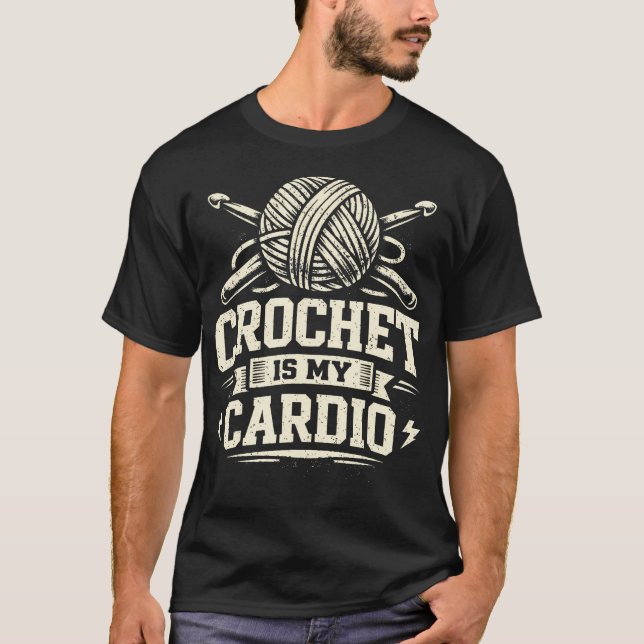 Camiseta Croché É Meu Exercício Funny Hobby de Fio (Frente)