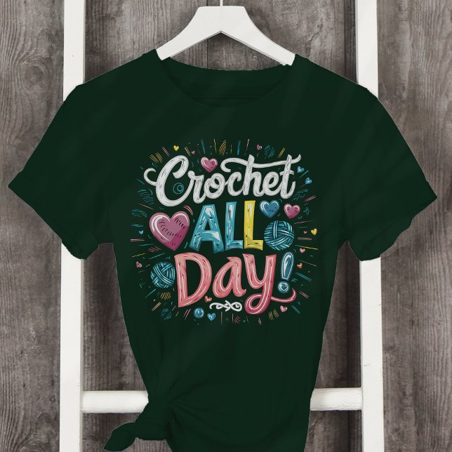 Camiseta Crochet All Day Yarn Heart Love (Criador carregado)