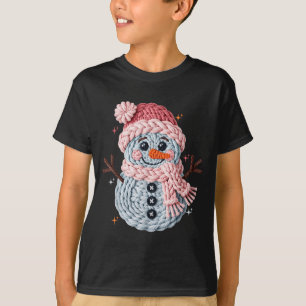 Camiseta Crochet de Natal Falso Boneco de Neve de Crochê Di
