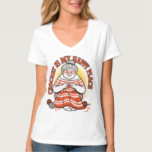 Camiseta Crochet É Meu Lugar Feliz – Avó Alegre