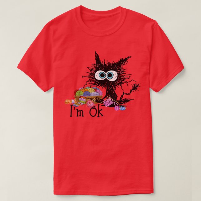 Camiseta Crochet e tricô, estou bem. (Frente do Design)