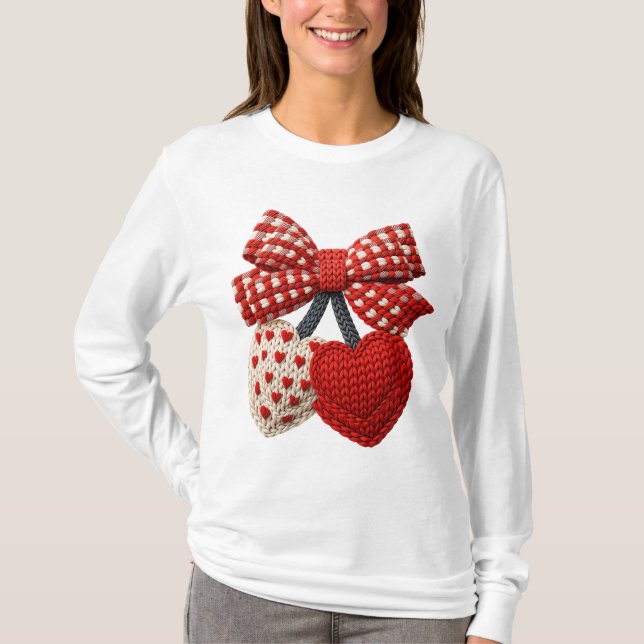 Camiseta Crochet Heart Womens Tshirt (Frente)