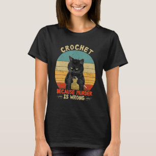 Camiseta Crochet Porque Assassinato é Errado Gato Preto Vin