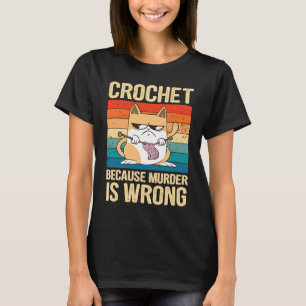 Camiseta Crochet Porque Assassinato é Errado Gato vintage