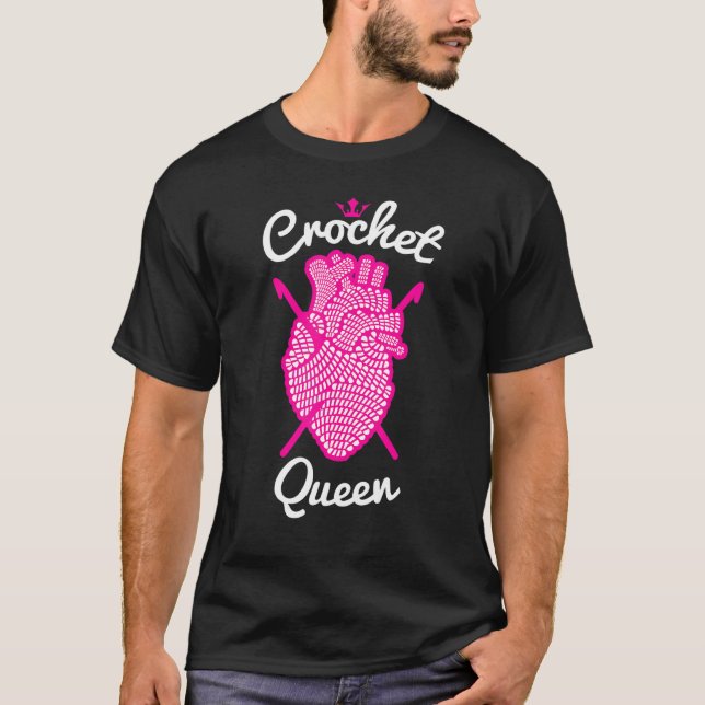 Camiseta Crochet Queen Crocheting Anatomical Yarn Heat (Frente)