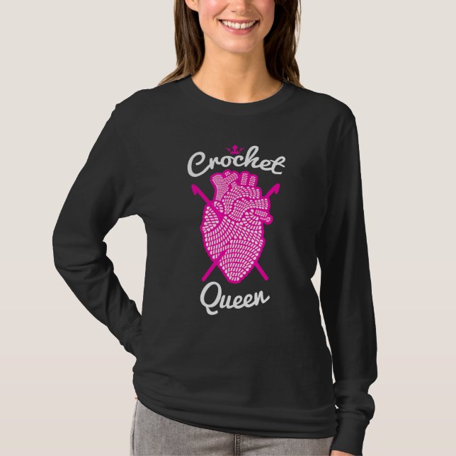Camiseta Crochet Queen Crocheting Anatomical Yarn Heat (Frente)