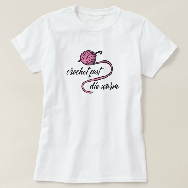 Camiseta Crochet Rosa Rápido, T-Shirt Quente Mortal (Frente do Design)