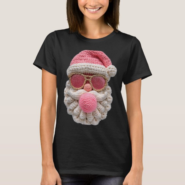 Camiseta Crochet Santa Blowing Bubble Gum Christmas Girly K (Frente)