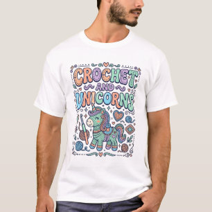 Camiseta Crochet Unicórnio e Adesivo Kawaii de Unicórnios e