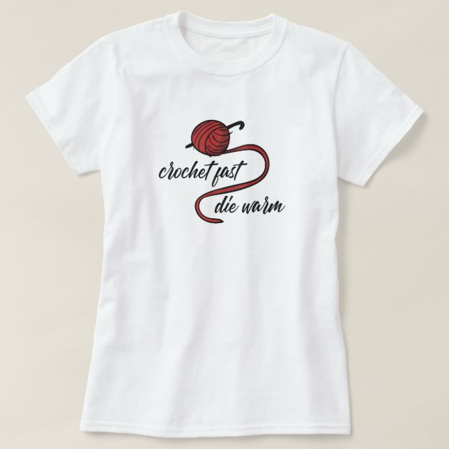 Camiseta Crochet Vermelho Rápido, T-Shirt Quente (Frente do Design)