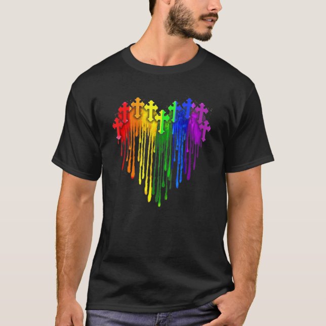 Camiseta CroChristian Drivers Heart Lgbt Watercolor (Frente)