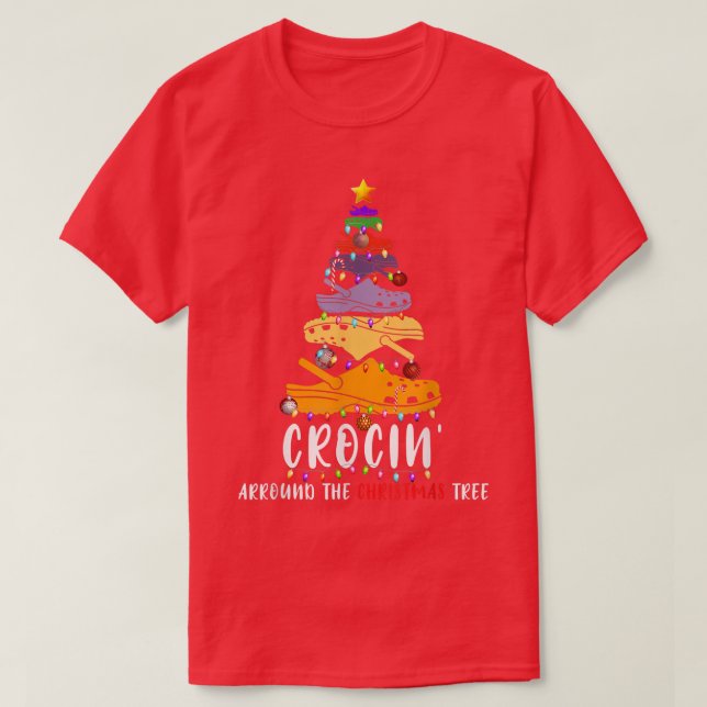 Camiseta Crocin Around The Christmas Tree Funny Xmas Christ (Frente do Design)