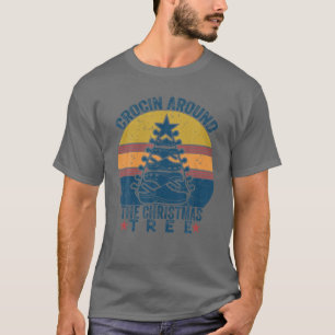 Camiseta Crocin Em Torno Da Árvore De Natal Engraçado Ret