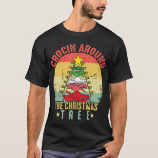 Camiseta Crocin Em Torno Da Árvore De Natal Engraçado Vinta