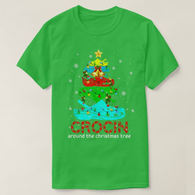 Camiseta Crocina em torno da árvore de Natal 193 (Frente do Design)