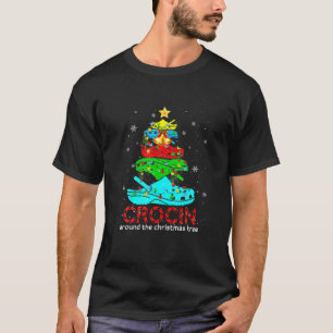 Camiseta Crocina Engraçada Em Torno Da Árvore De Natal Ugly