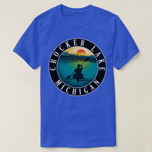 Camiseta Crocker Lake Kayaking Michigan Sunset (Frente do Design)
