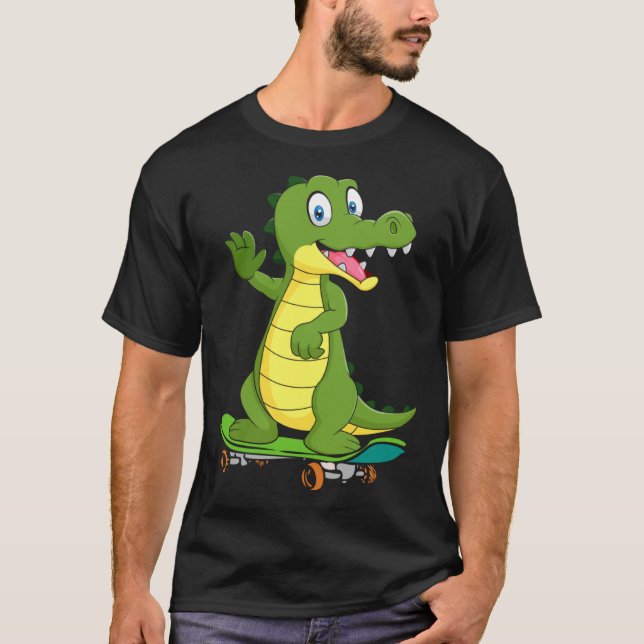 Camiseta Crocodile with skateboard skateboarding skater boy (Frente)