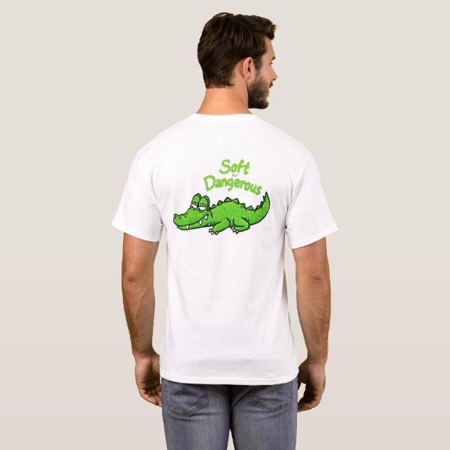 Camiseta Crocodilo Alegre e Divertido Sorriso - Macio mas P (Parte Traseira Completa)