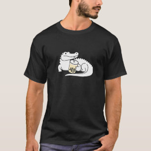 Camiseta Crocodilo Alligator Bebendo Boba Bubble milk Tea