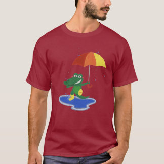 Camiseta Crocodilo bonito sob a chuva