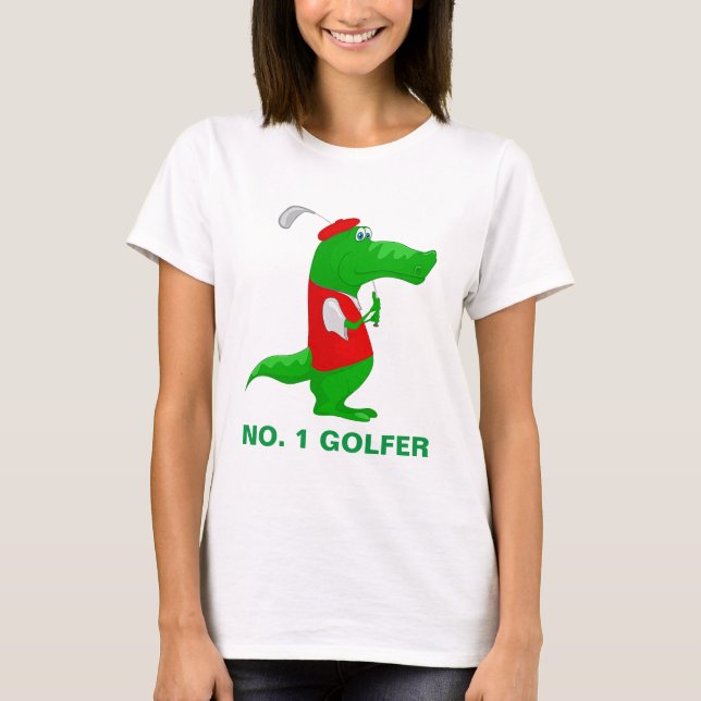 Camiseta Crocodilo Cartoon Golfer (Frente)
