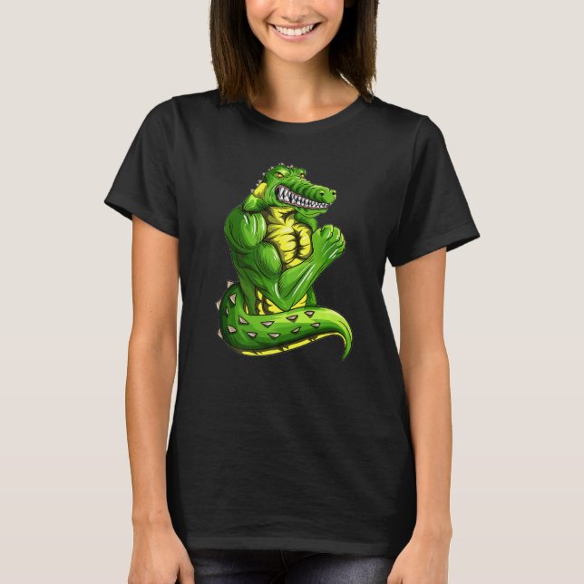 Camiseta Crocodilo Com Atleta Com Musculatura Lizard A (Frente)