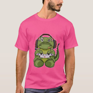 Camiseta Crocodilo Com Controle De Jogos I Jogos Divertidos