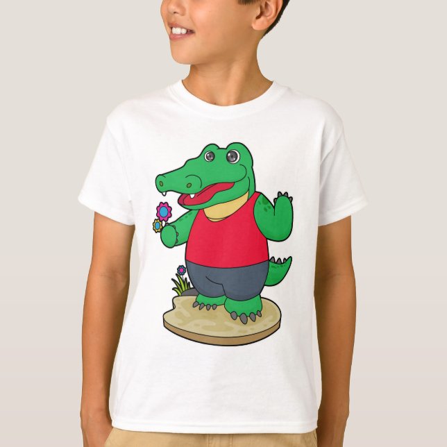 Camiseta Crocodilo com Flores (Frente)