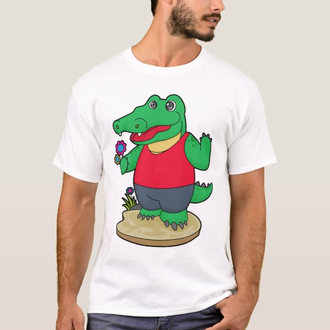 Camiseta Crocodilo com Flores (Frente)
