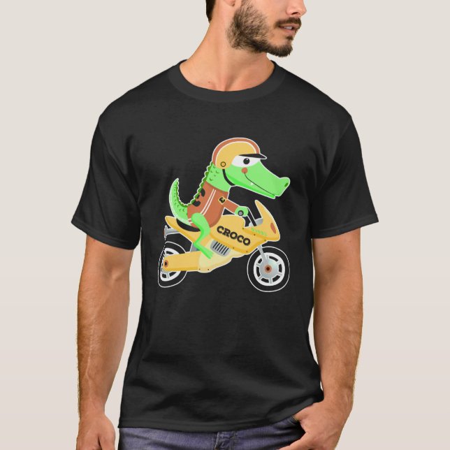 Camiseta Crocodilo com motociclista (Frente)