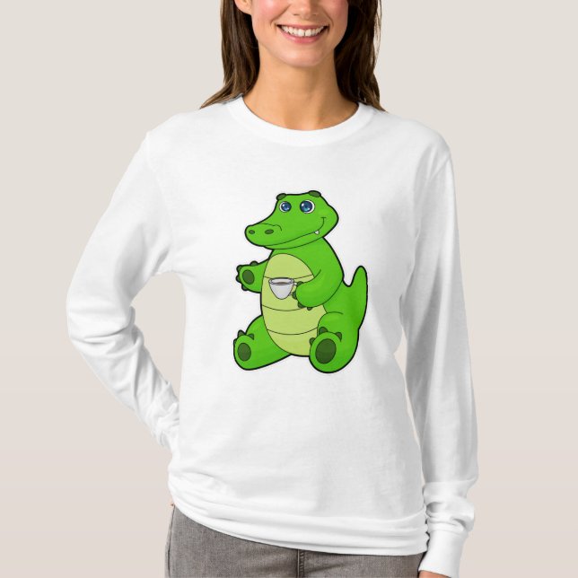 Camiseta Crocodilo com Xícara de Café (Frente)