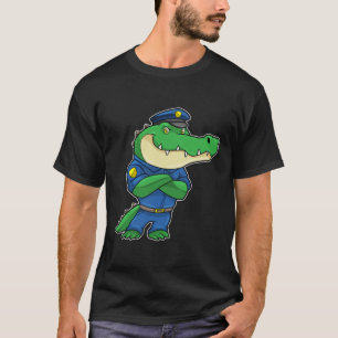 Camiseta Crocodilo como agente da polícia com uniforme