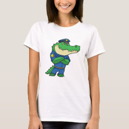 Camiseta Crocodilo como agente da polícia com uniforme da p